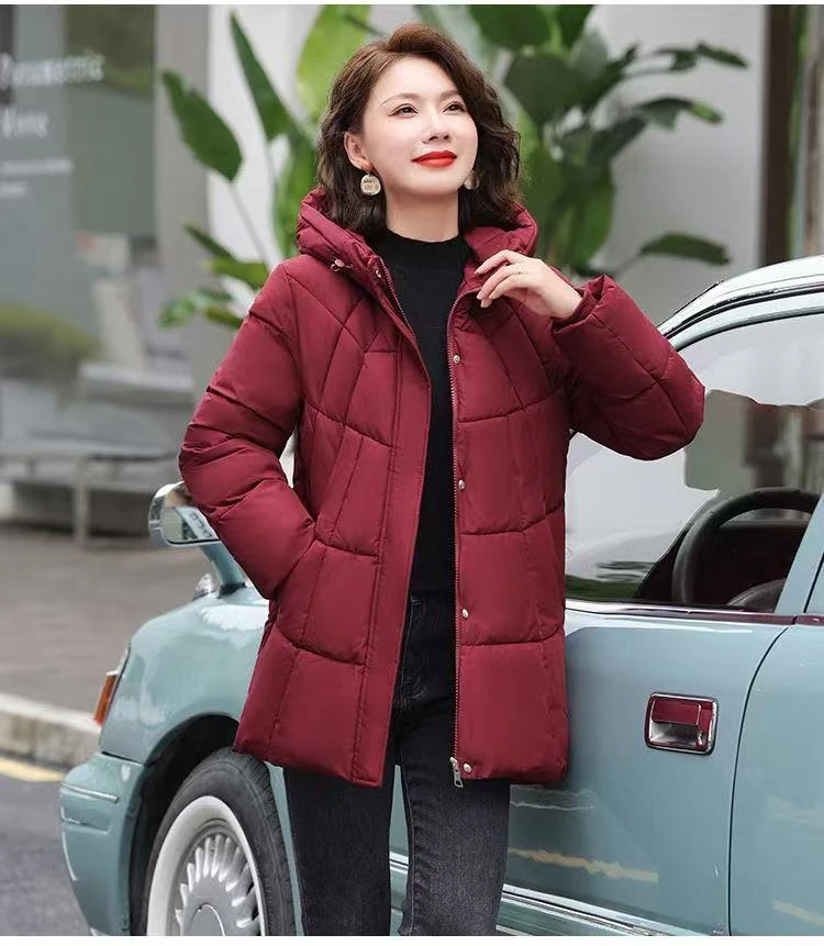 2024新款棉服女冬季宽松时尚中长款棉衣连帽加厚中老年妈妈装外套