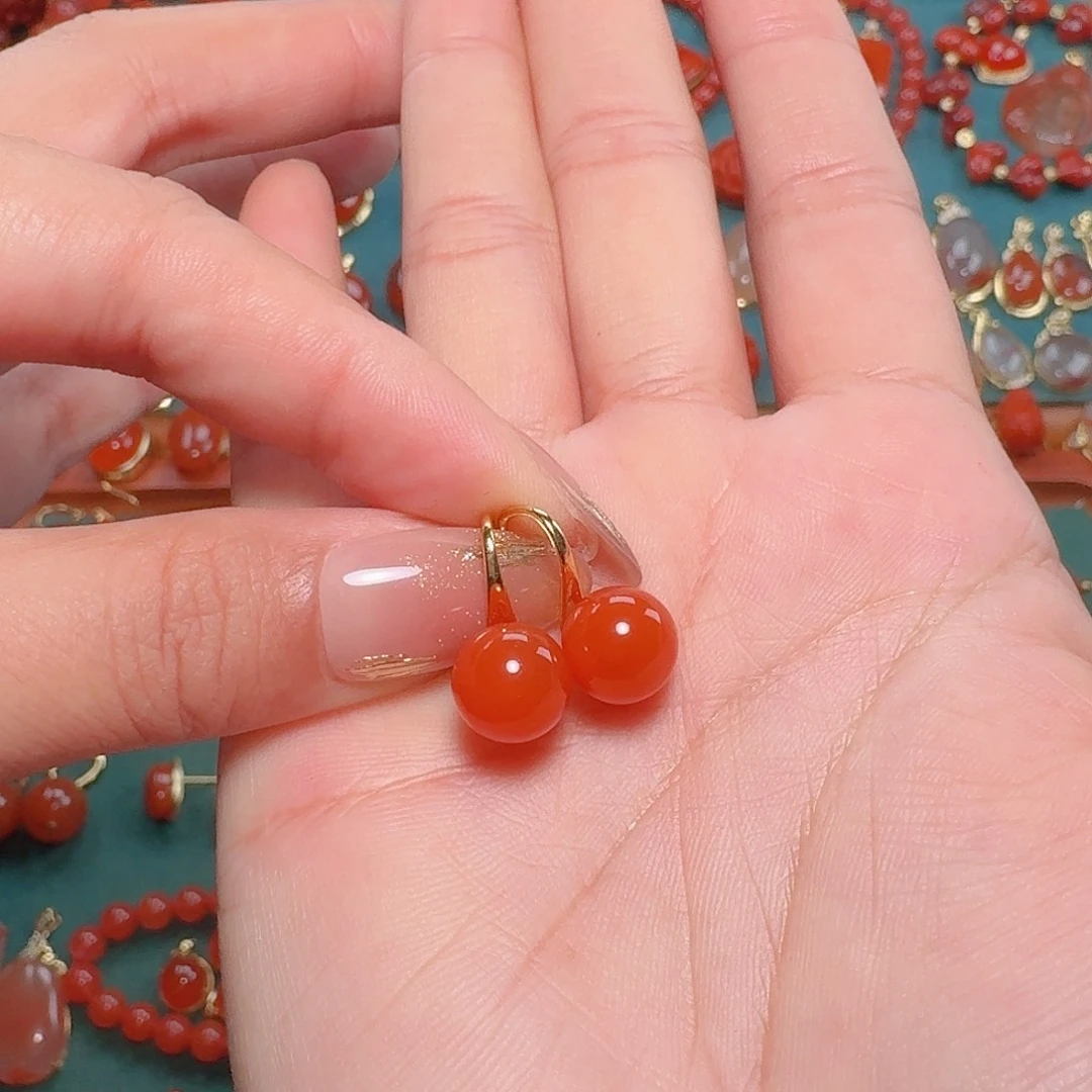 南红玛瑙银S925镶嵌9+