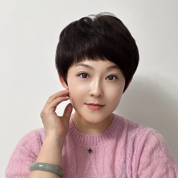 女士全真发短发手工钩织自然整顶发套减龄款