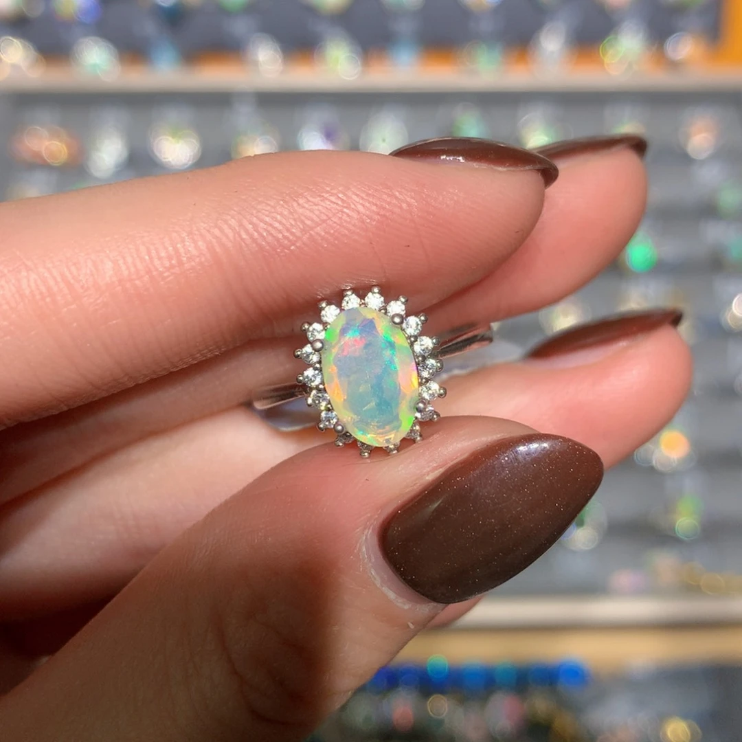 银S925镶嵌欧泊戒指t