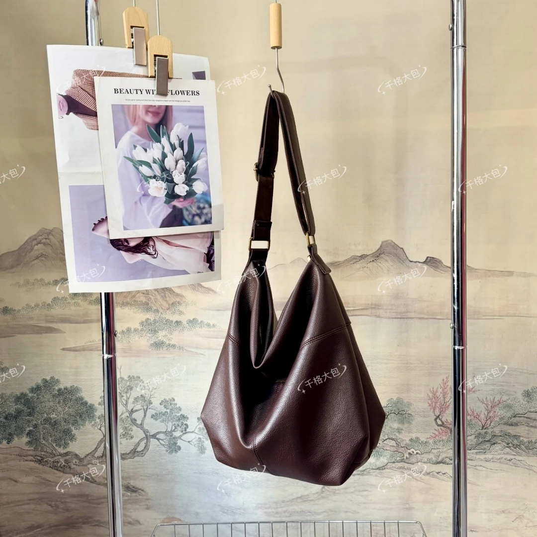 秋季新品 简约大气时尚牛皮女包软皮单肩包斜挎包大包大容量9005