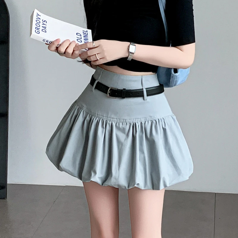 法式减龄百搭花苞半身裙2025夏季新款高腰显腿长A字蓬蓬短裙子女