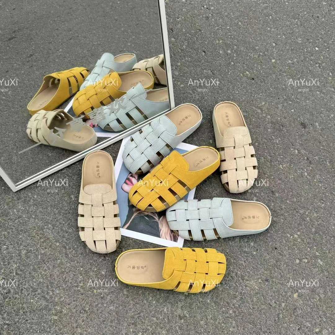 简约慵懒风编织半拖鞋&安妤皙988A【Q】