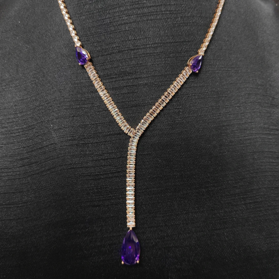 铜合金项链 铜合金合成锆石项链 A11