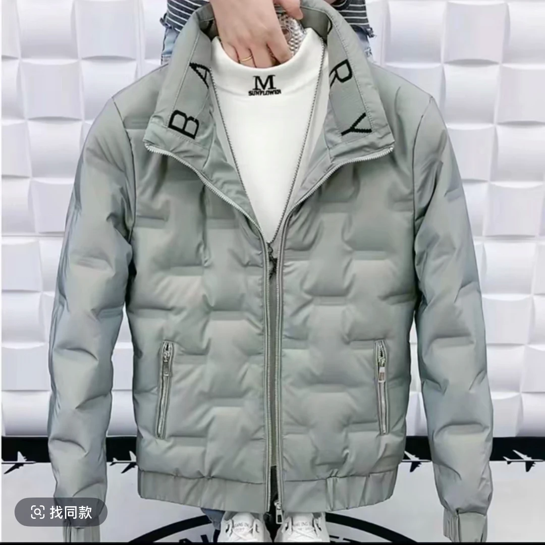 冬季时尚新款高品质韩版修身帅气压花刺绣字母免洗帅气棉衣230