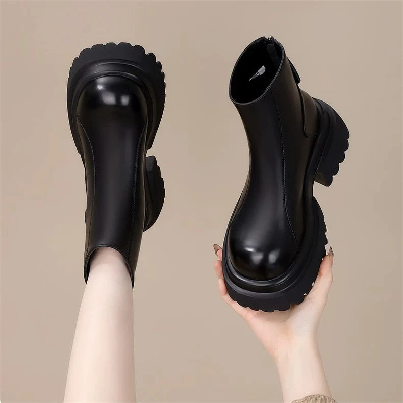 爆款切尔西短靴女2025新款秋冬厚底马丁靴小个子增高显瘦烟筒靴女