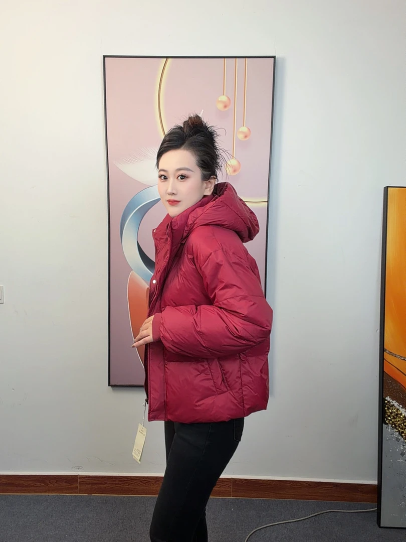 【工厂直销1】羽绒服厚款立领纯色宽松短款合格品保暖极简风连帽