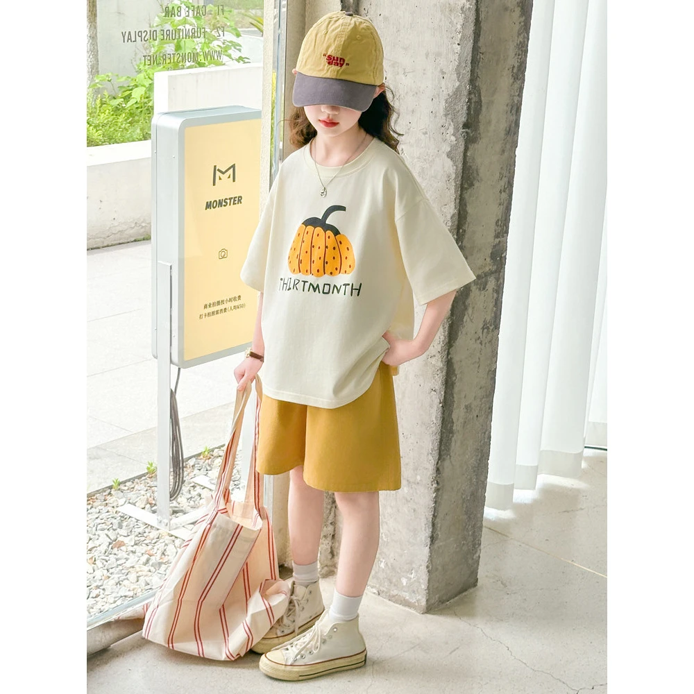 女童短袖短裤套装夏季2025新款儿童韩版休闲夏日穿搭女孩大童夏装