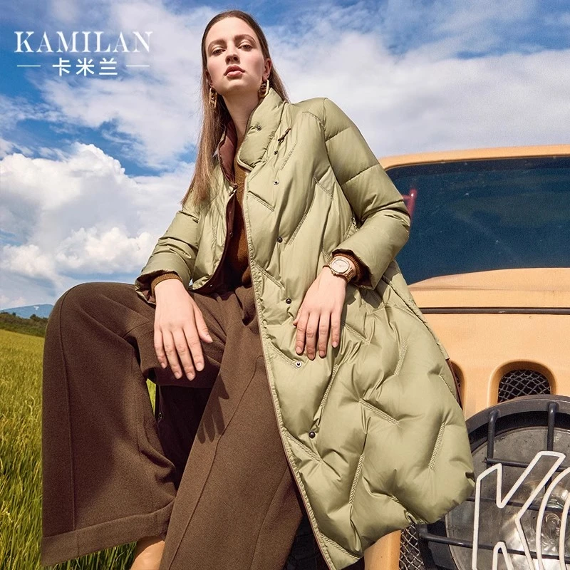 卡米兰复古设计感时尚白鸭绒羽绒服女2024年冬季新款保暖羽绒外套