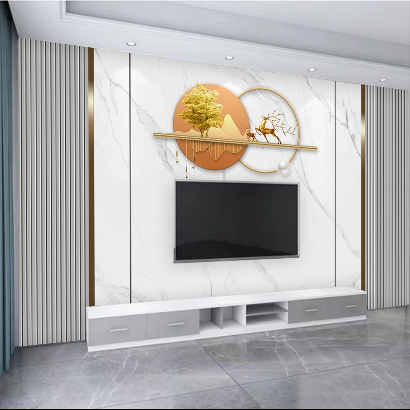北欧电视背景墙壁纸定制壁画沙发现代简约3d立体高级壁布2025新款
