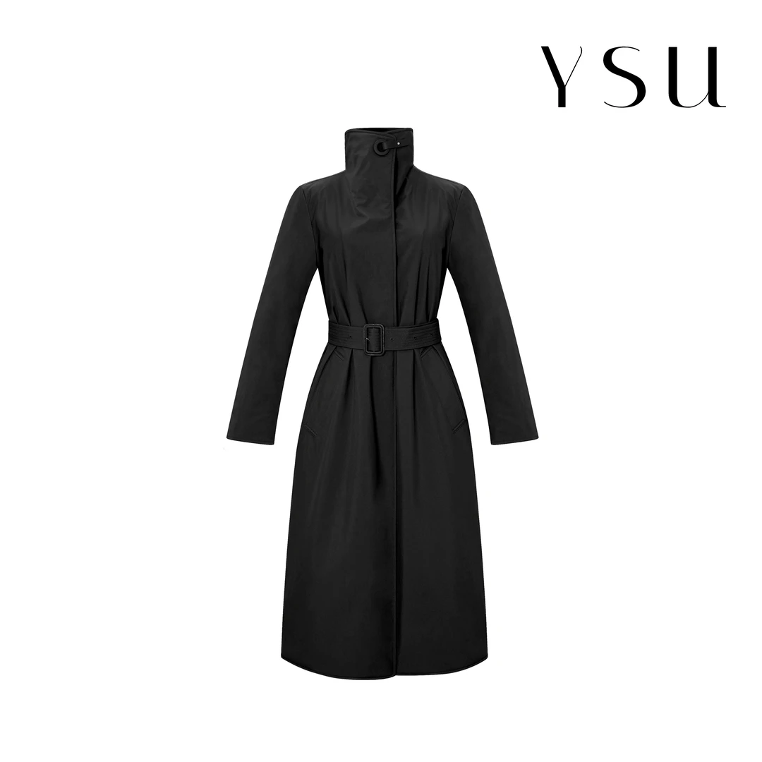 YSU【余书】时尚中长款帅气立领收腰风衣羽绒服外套Y303893