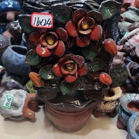 红陶粗陶花盆手工