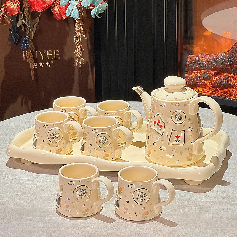 【直播】乔迁新居客厅杯子套装家用高颜值泡茶壶茶具陶瓷水具礼盒装