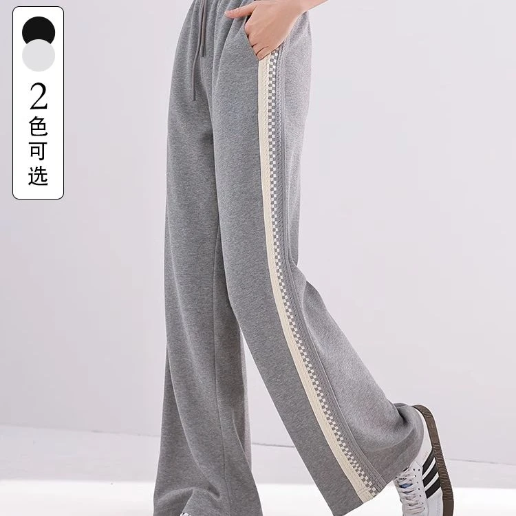 【李易行】K841276休闲裤 香影阔腿裤高腰24春新款拖地裤运动