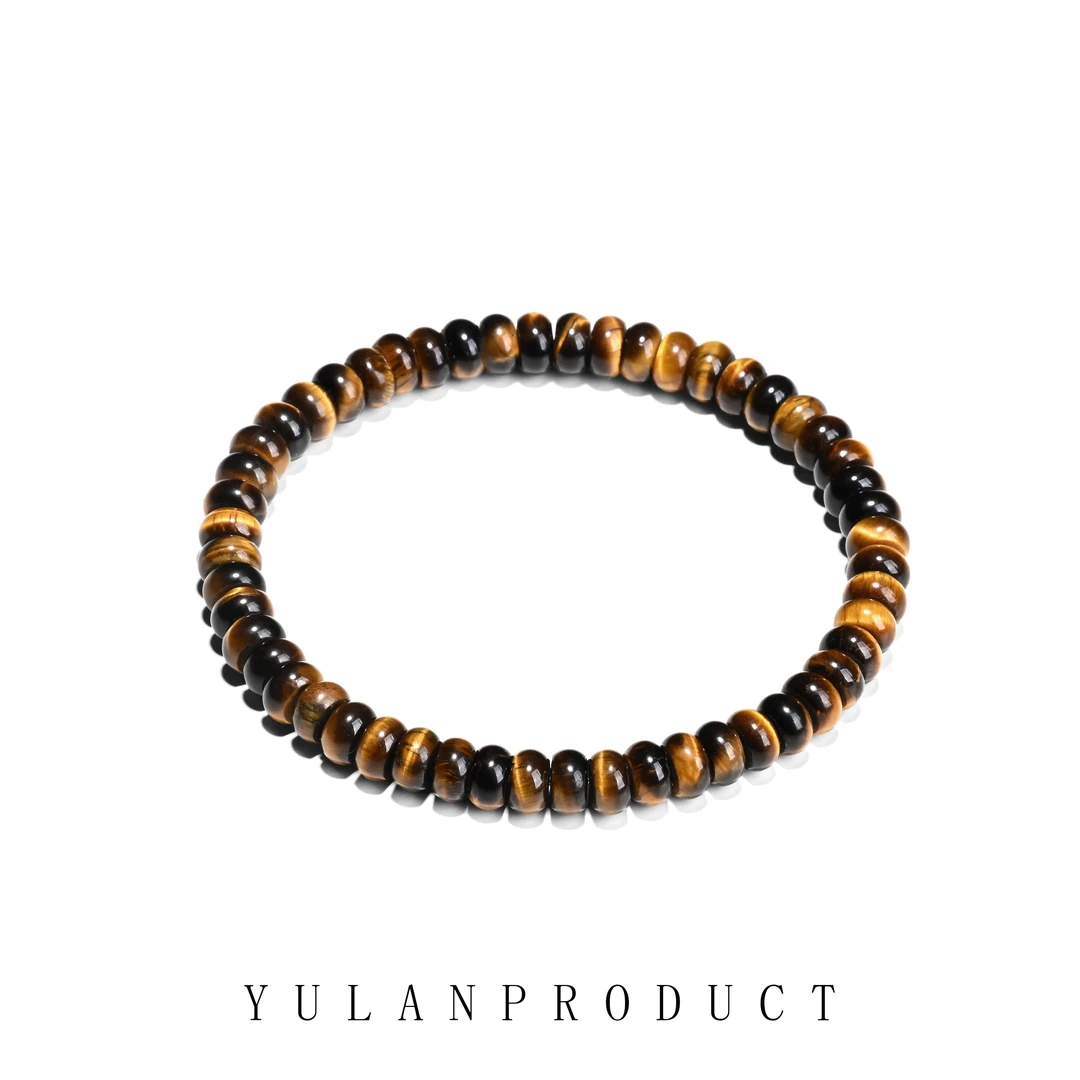 钰澜文玩【虎魄·星芒】虎眼石药片手串7mm左右-精工百搭男女同款