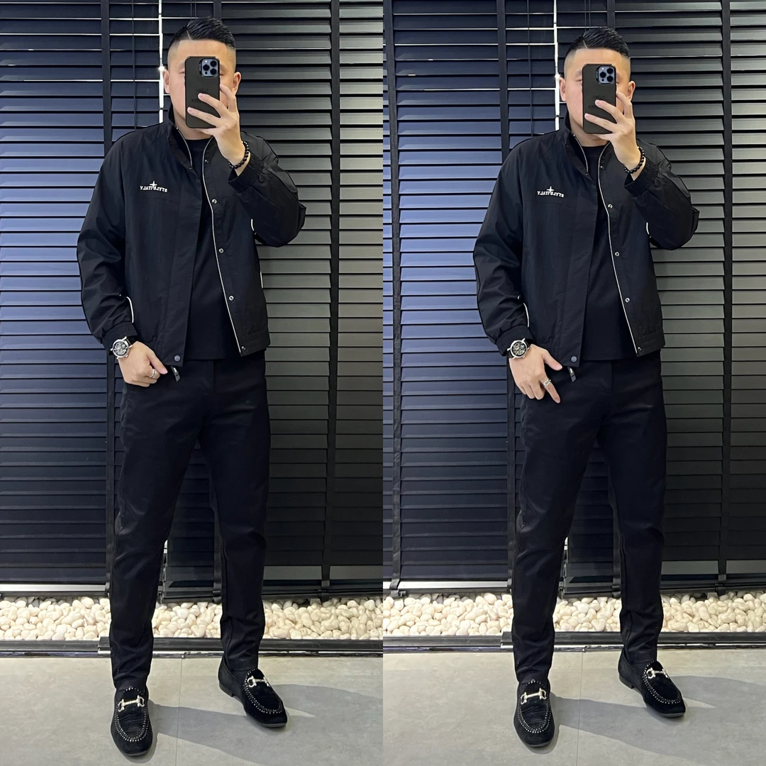 防风修身型纯色简约拉链夹克帅气时尚上衣春秋男士