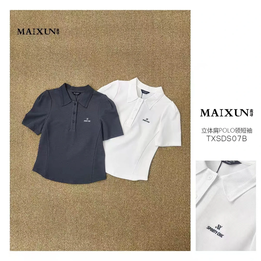 麦寻专柜短袖T恤时尚休闲潮流设计师百搭运动修身翻领