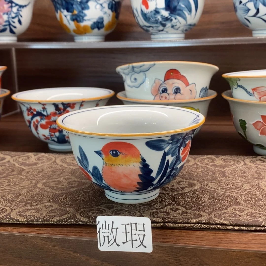 微瑕釉下彩纯手绘手工绘制