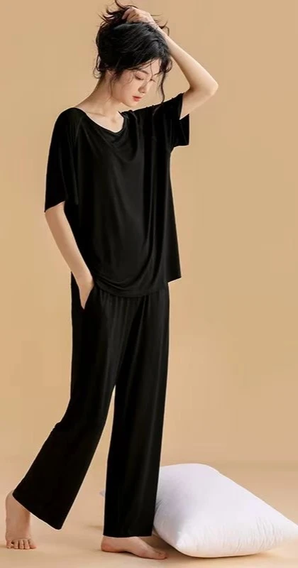 2020夏季薄款女士短袖长裤家居服
