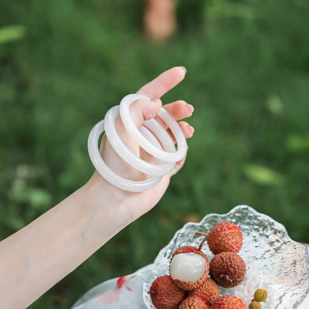 【妃子笑】瑾玉 和田玉白玉手镯  多样性发一  D1138-3