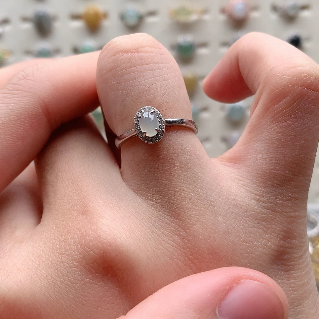 翡翠戒指银S925镶嵌0112