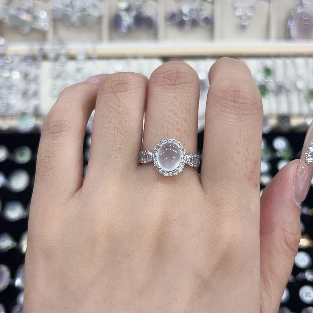 岫玉银S925镶嵌戒指