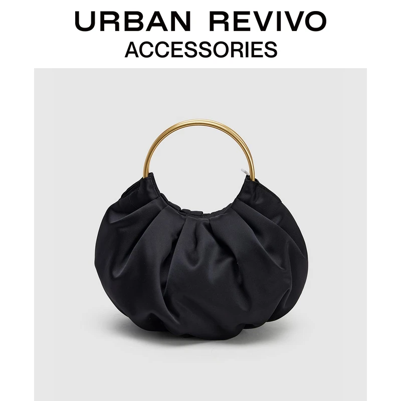 URBAN REVIVO2025秋季新款女士褶皱云朵手提斜挎包UAWB50063
