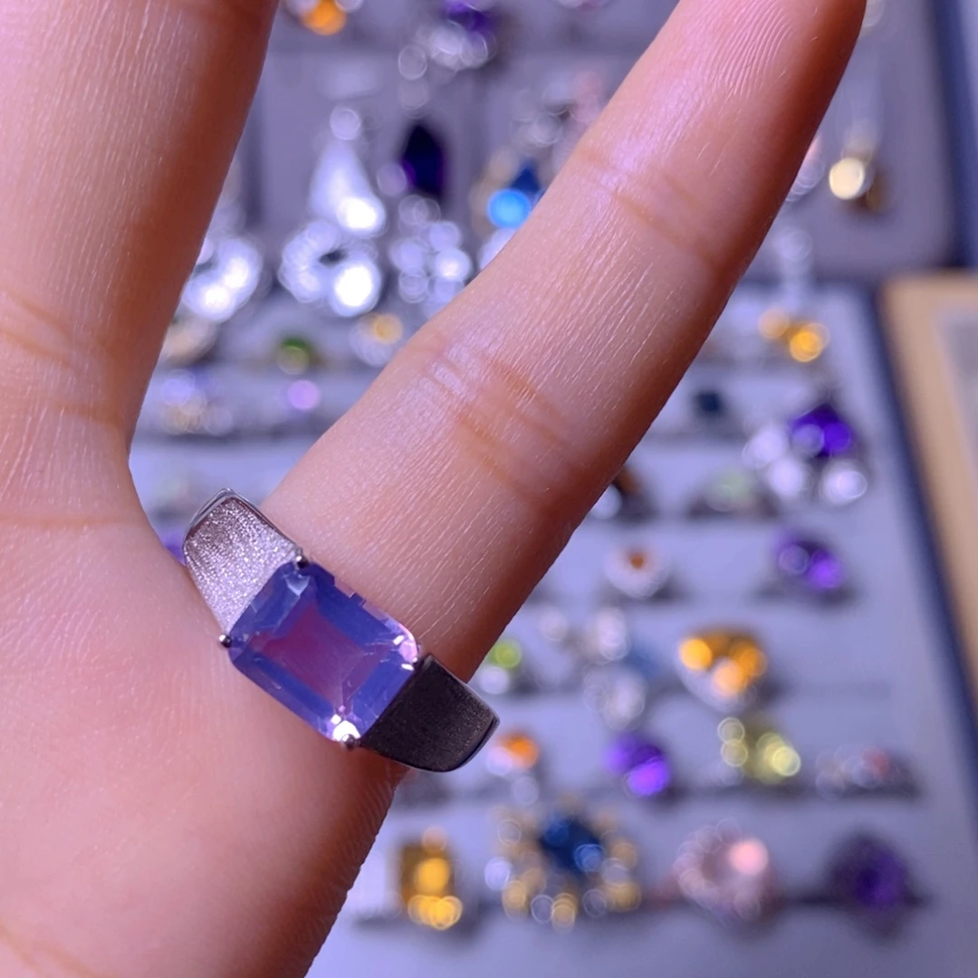 羔***՞紫晶戒指银S925镶嵌紫玉晶