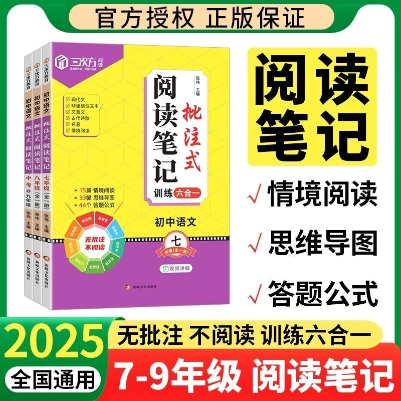 2025初中语文批注式阅读理解笔记七八九年级中考全一册专项训练