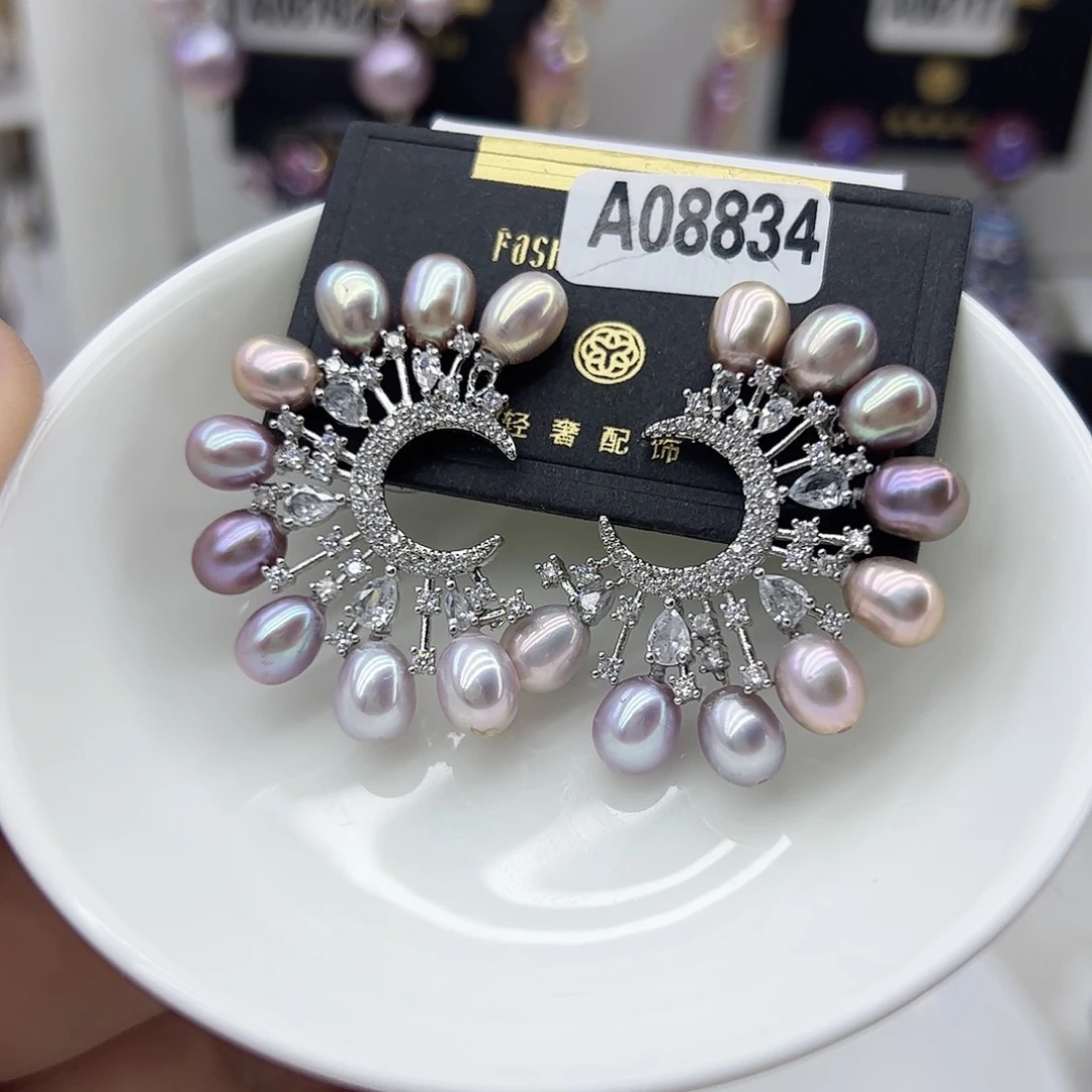 淡水珍珠耳饰银S925镶嵌