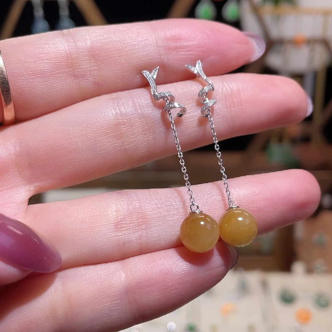 翡翠18K金镶嵌耳饰