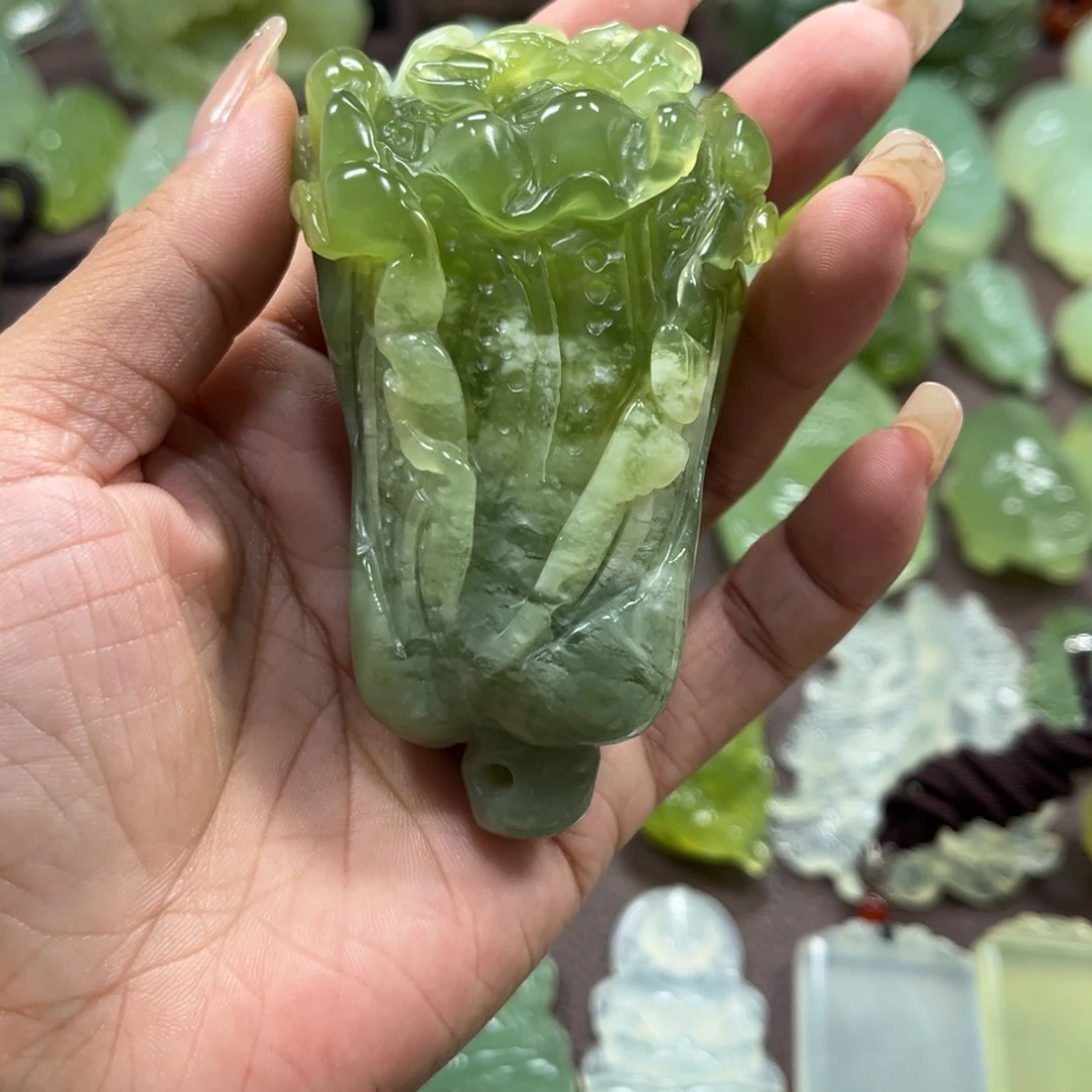 未镶嵌蛇纹石玉手把件手把件