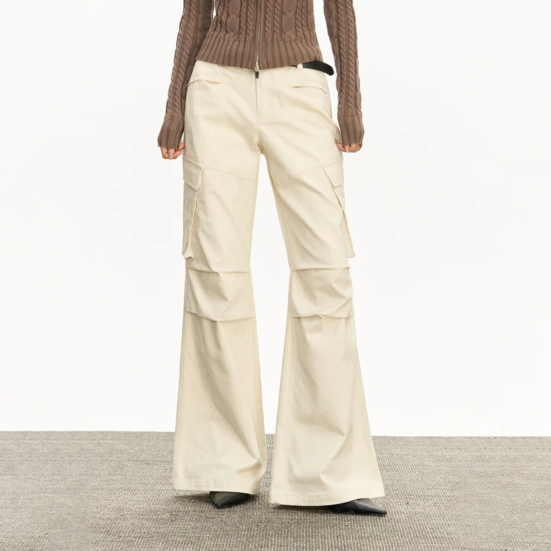 Ariseism  美式复古白色休闲裤女秋冬新款