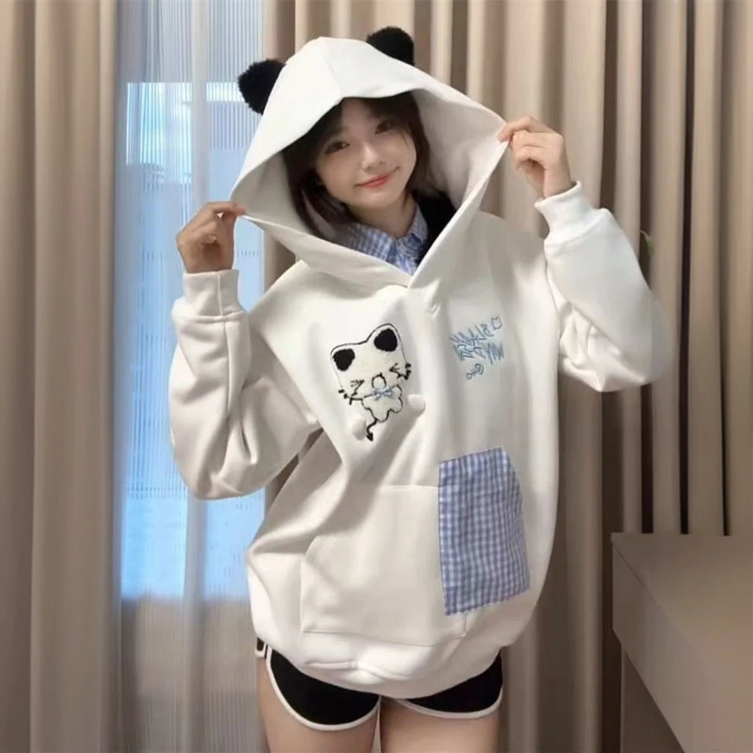 女童春秋连帽卫衣新款儿童衣服学院风洋气假两件POLO领长袖上衣潮