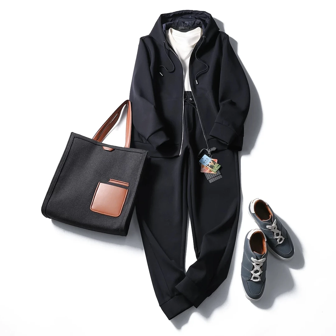 【WERRKAMP】春季新款意式经*典H款极简羊毛混纺休闲连帽卫衣套装