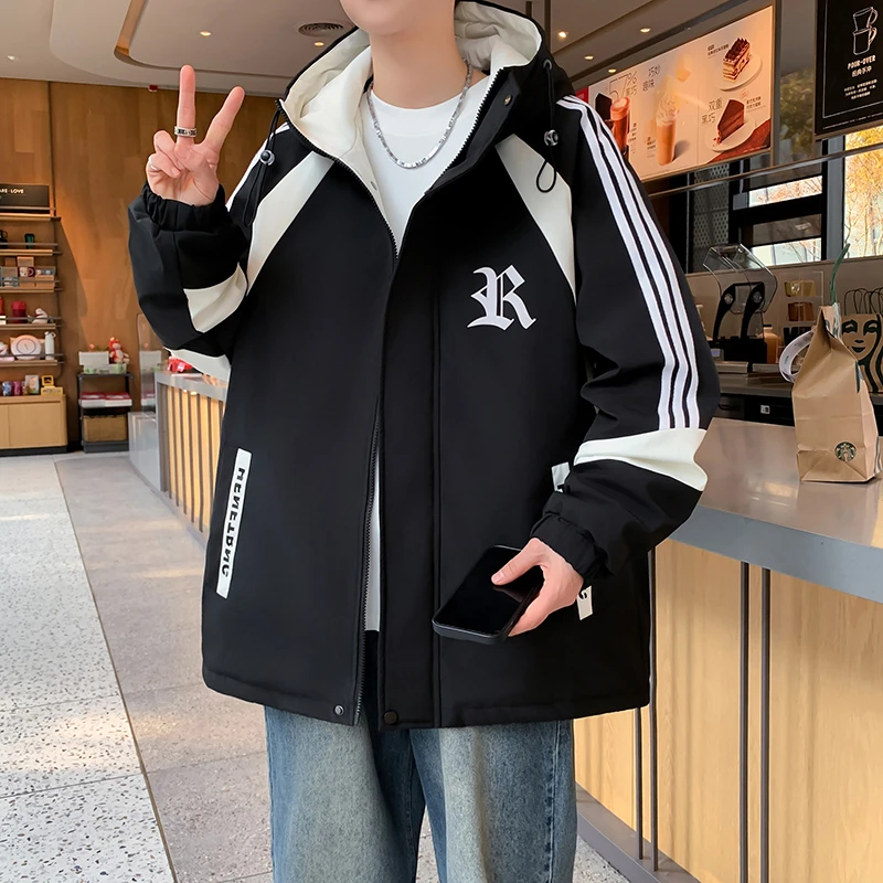 春秋季新款连帽宽松长袖夹克外套青少年学生休闲潮流春装上衣帅气