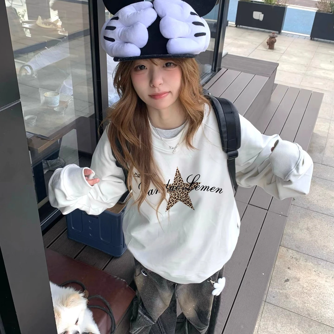 胖mm300斤美式潮牌重磅卫衣女秋冬加绒加厚穿搭宽松保暖无帽上衣