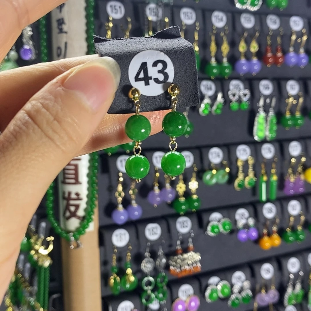 银S925镶嵌翡翠耳饰43