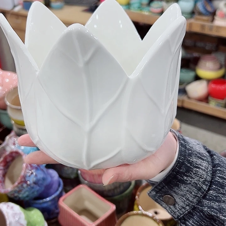 有孔.凑满10元发货多肉陶瓷花盆！