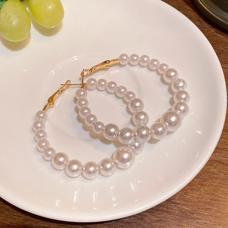 HJ韩系简约夸张大圆圈耳环轻奢小众高级感大耳圈女耳钉耳饰潮流