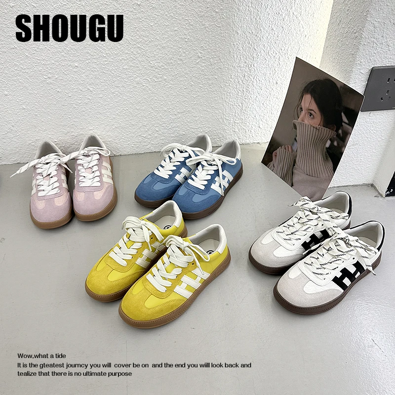 shougu/首谷春季学院风时尚新款彩色软底潮流跑步鞋平底运动鞋女