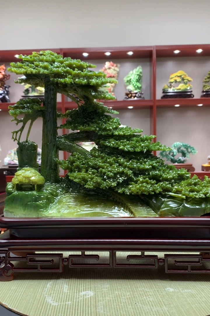 8946家居装饰摆件玉石雕刻电视柜玄关新中式创意书房山水花鸟白菜