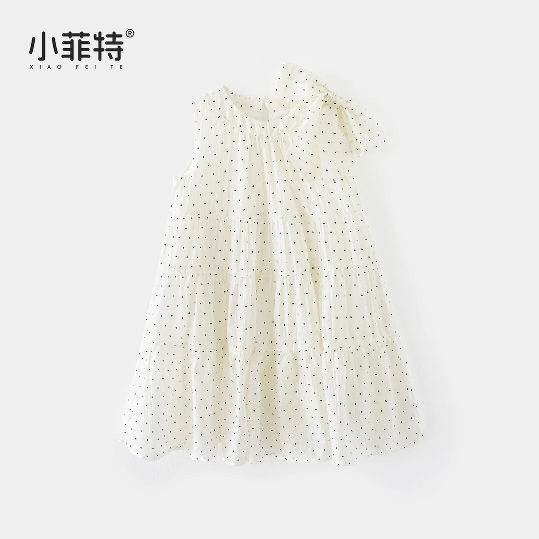 小菲特夏季新款女童波点裙子薄款小女孩洋气无袖连衣裙YNQX51534