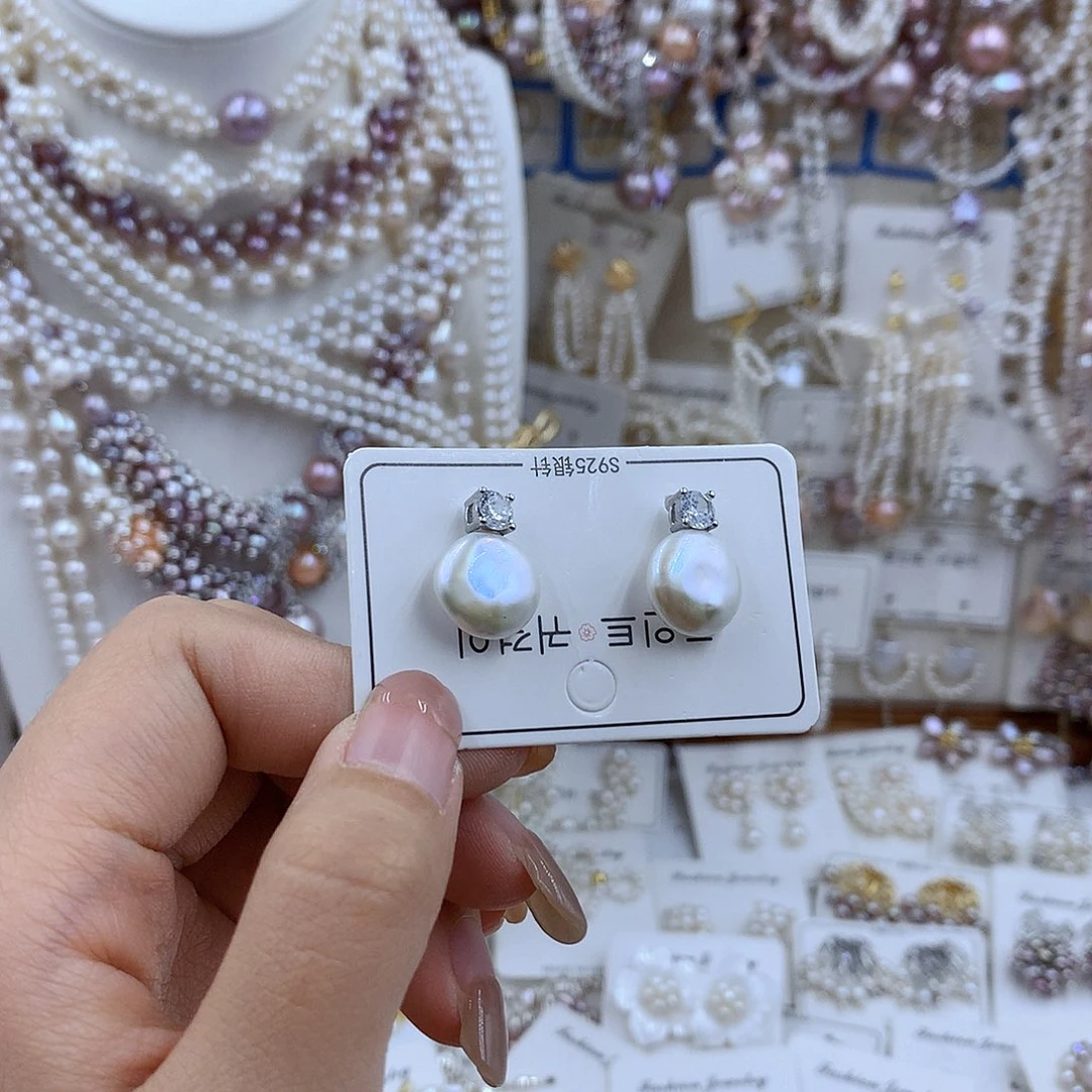 项链银S925镀金镶嵌淡水珍珠