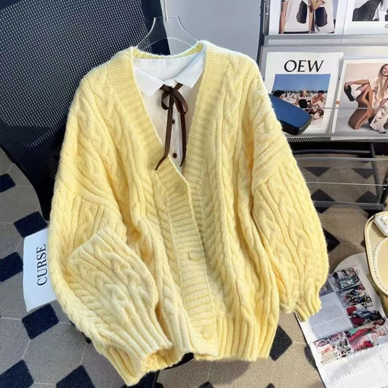 时尚秋冬宽松长袖针织韩版网红都市风毛针织衫常规