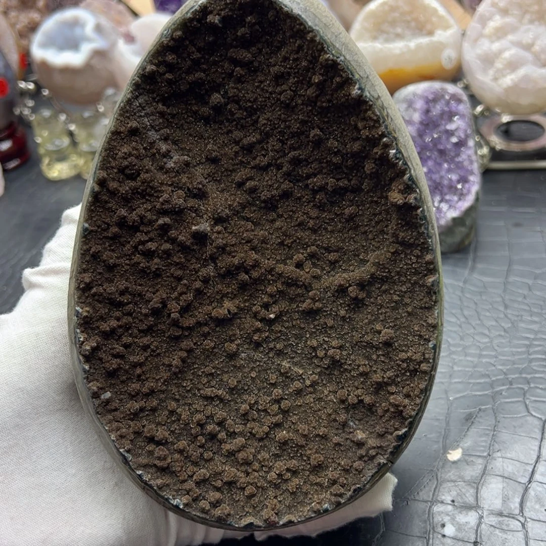 珠宝半成品水晶未镶嵌大漏爆闪咖色软糖龙蛋有裂