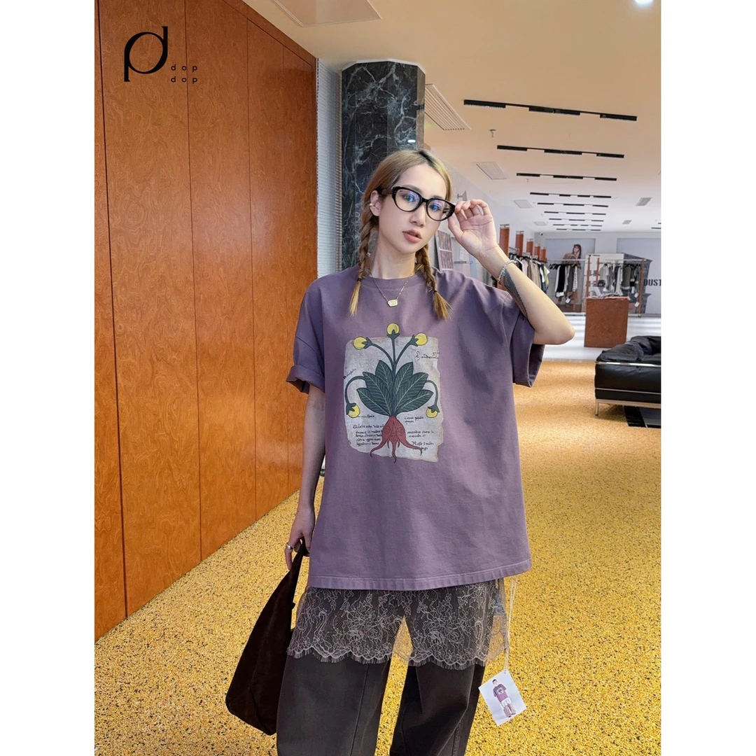 ICE DUST2025春夏复古印花宽松短袖T恤女680dopdop买手店