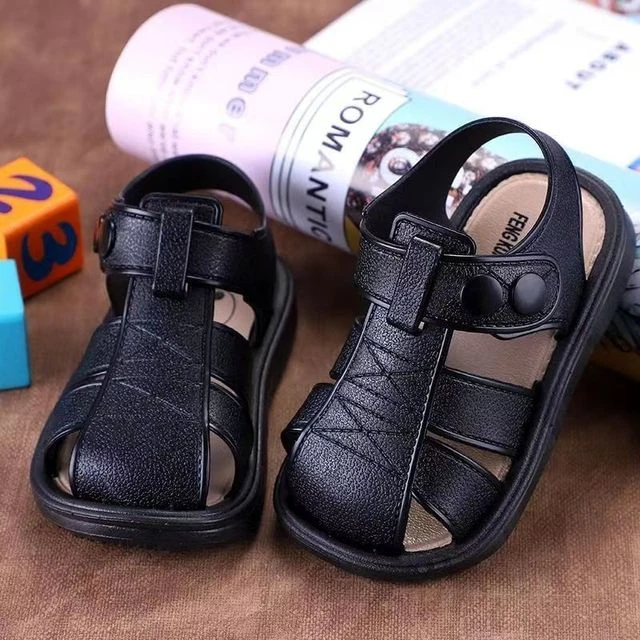 网红款男童凉鞋夏季新1-3-6岁软底防滑小童儿童包头沙滩宝宝凉鞋