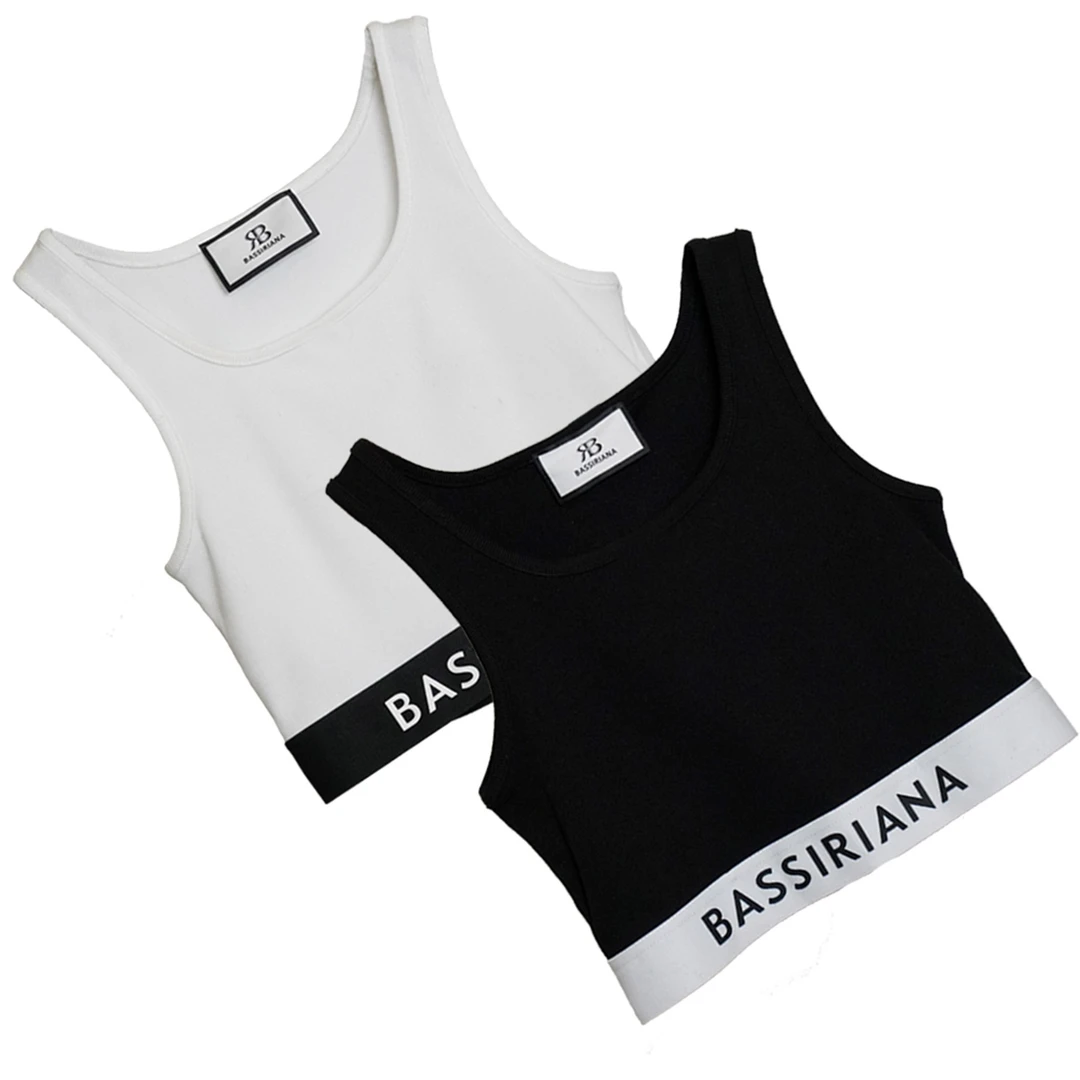 沐【BASSINIANA】织带运动背心舒适弹力打底百搭短款吊带2210214