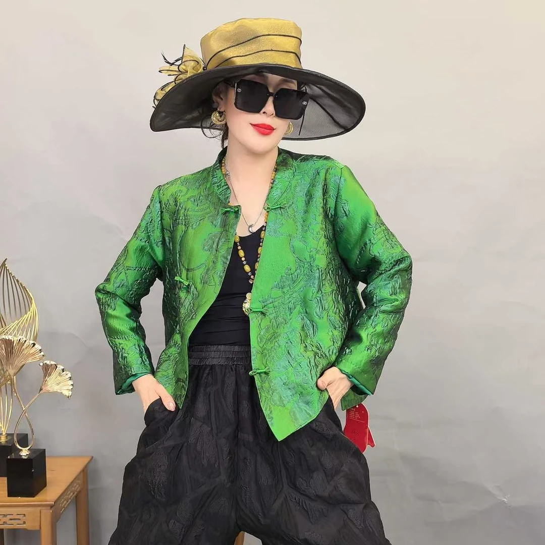 8603秋季爆款高贵上档次浮雕提花中国风加衬短外套